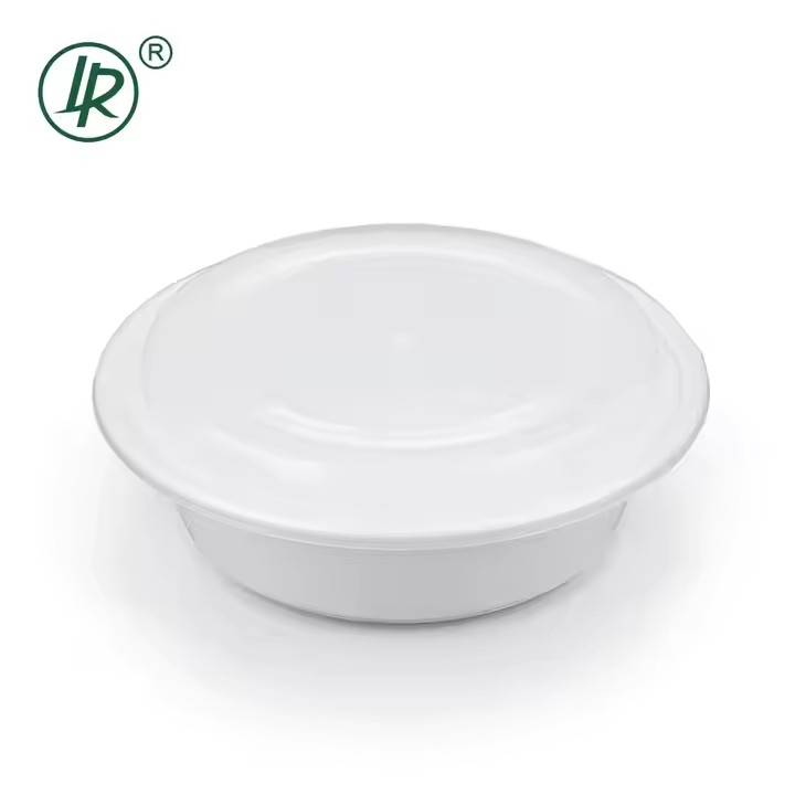150sets/carton 30OZ Take Out Black Round Disposable Plastic Microwavable Food Storage Meal Prep Container