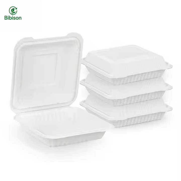 9x9 Large Capacity Chicken Stackable Hinged Food Packing Disposable Recoverable Reusable Take Away Meal Prep Containers