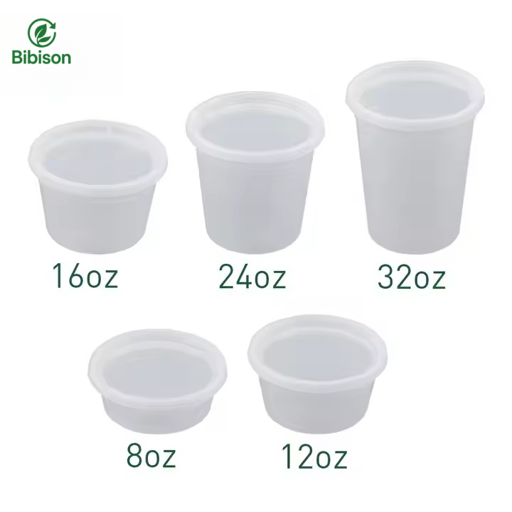 Warehouse 12OZ Round Plastic Soup Packing Bowl Clear PP Soup Take Away Microwavable Deli Containers With PE Lid